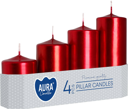 SUPER OFERTA!!! Pack de 4 Velas color rojo metalizado